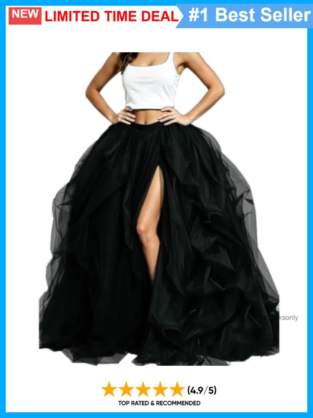 High Waist Floor Length Tulle Maxi Skirt